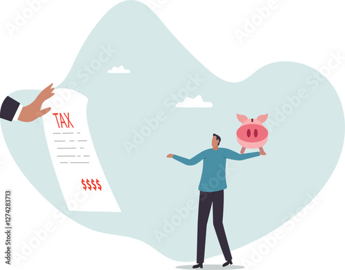 Tax burden or debt to pay for income tax, financial charge and duty to pay for government, accounting or bills,business concept.flat character.