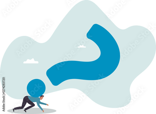Hard question with no answer or solution, critical business problem, doubtful or stress burden .business concept.flat character.