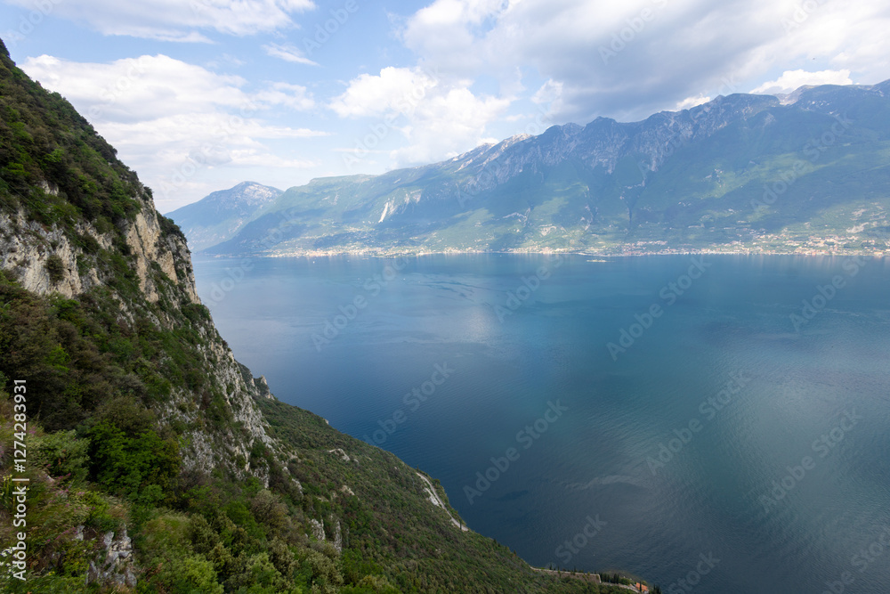 A wonderful view of the beautiful Lake Garda in Italy, Europe
