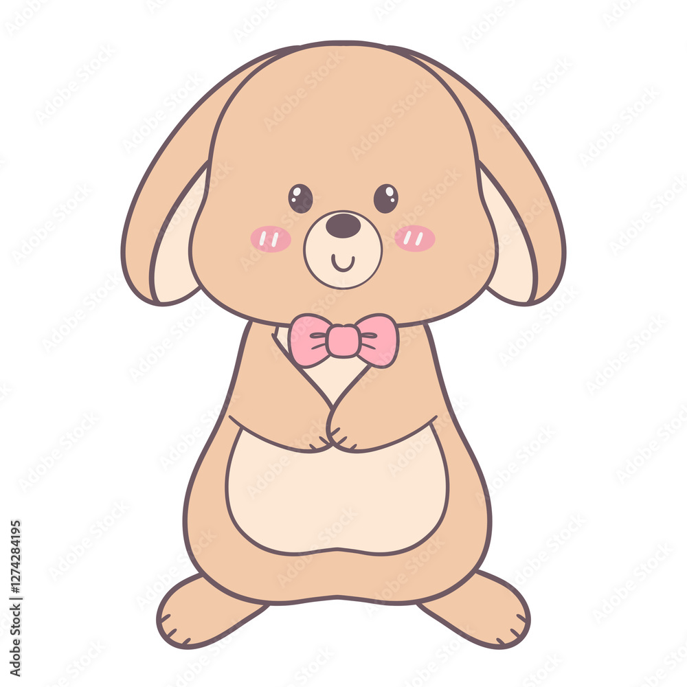 Obraz premium Sweet Bunny with Bow Tie – Adorable Cartoon Rabbit Drawing