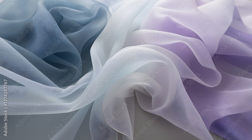 Obraz premium light transparent organza layers floating in soft mist for use in dreamy or ethereal design concepts