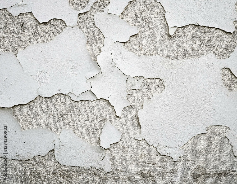 Obraz premium Old cement wall painted white, peeling paint texture and background. Generated image