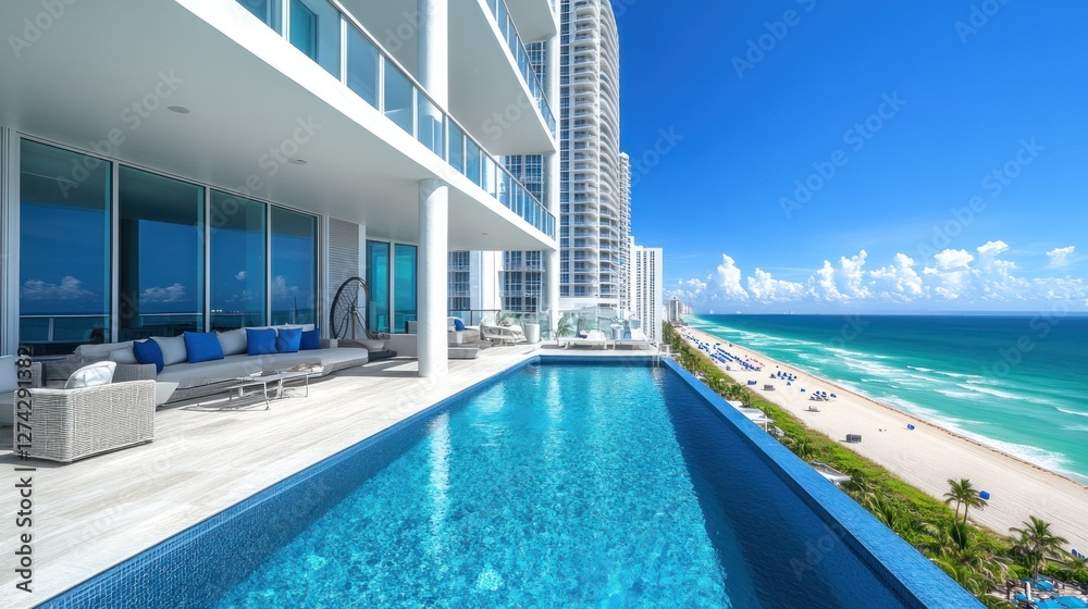 Obraz premium Oceanfront Penthouse Infinity Pool Luxury Beach Resort