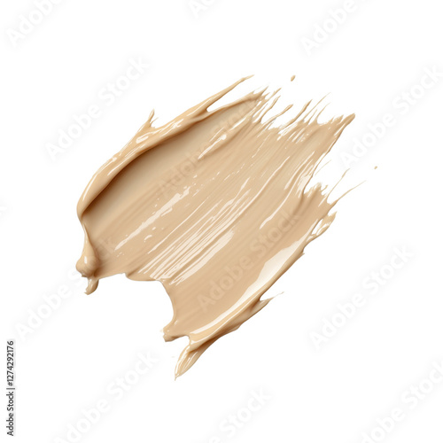 High-resolution image of a beige cream texture smear on a transparent background. perfect for skincare and beauty-related content photo