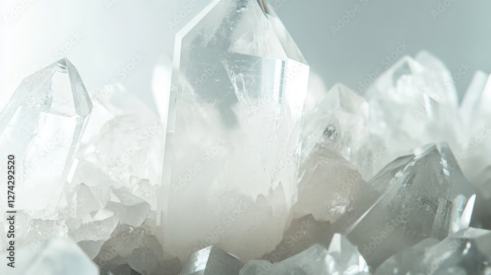 Cluster of Sparkling Clear Quartz Crystals