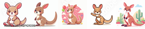 vector set of adorable kangaroos