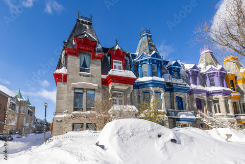 Winter storm in Le Plateau-Mont-Royal , Montreal, Canada