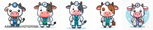 vector of adorable cow wearing a doctor's uniform