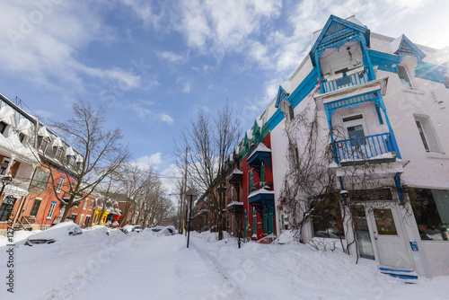 Winter storm in Le Plateau-Mont-Royal , Montreal, Canada