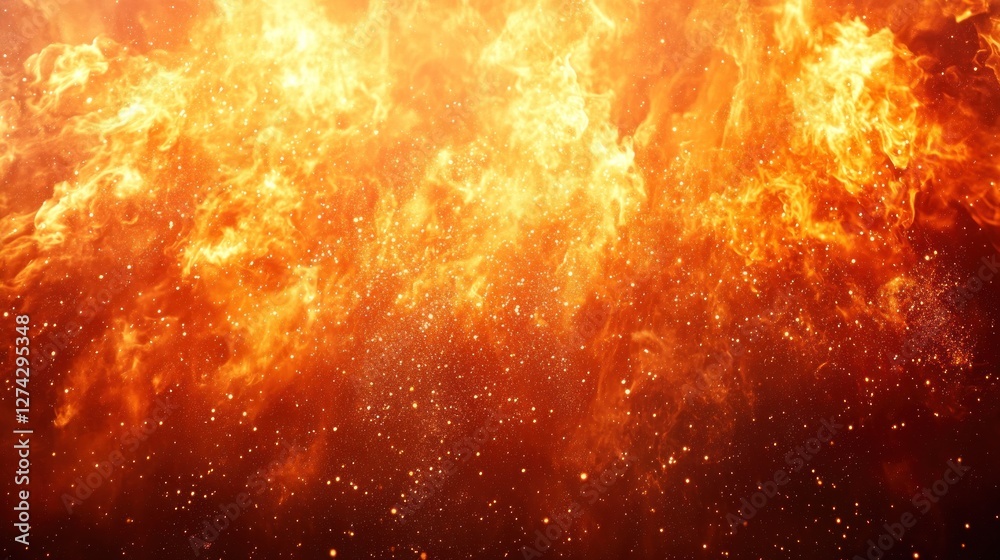 Naklejka premium Fiery Orange and Yellow Flames Burning Brightly