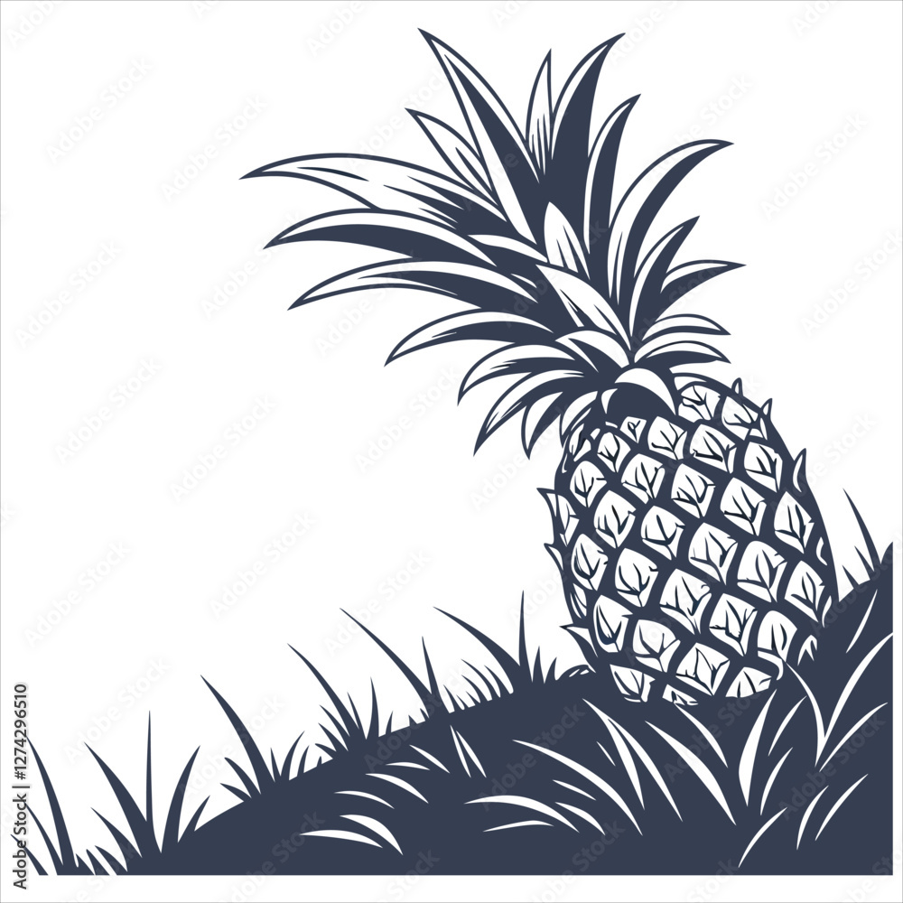 Obraz premium silhouette pineapple image on white background