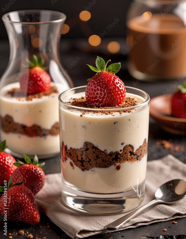 Tiramisu dessert with strawberries. Tiramisu dessert with strawberries.