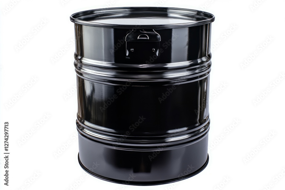 Shiny black barrel on white background. Neural network AI generated Shiny black barrel on white background. Neural network AI generated