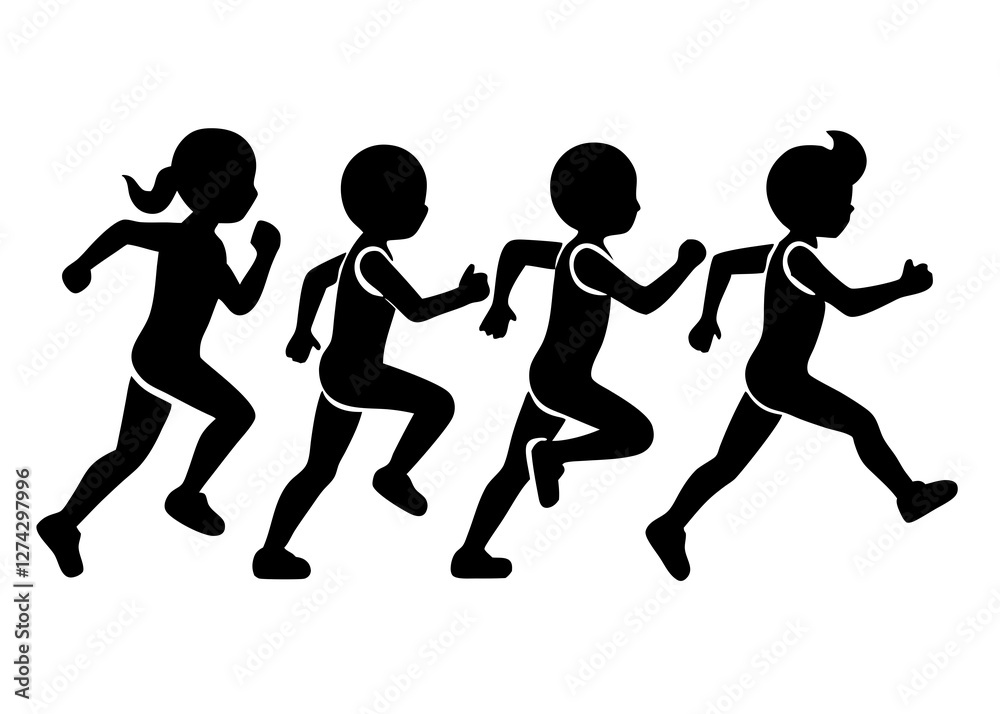 Fototapeta premium child sport athlete competition running race exercise sprinting speed runner achievement finish line celebration challenge