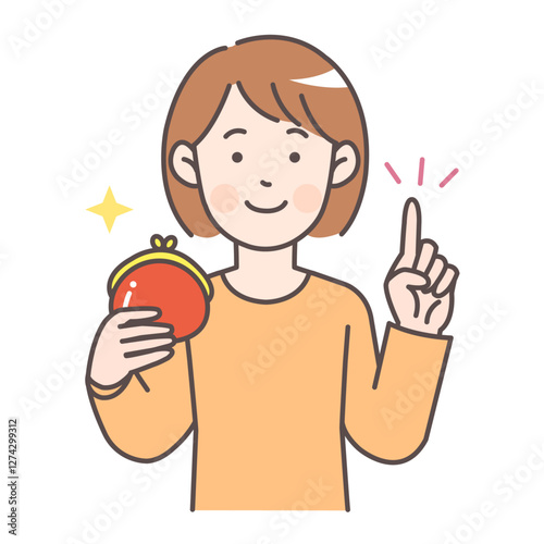 人物_線画03_財布を持った女性_ol