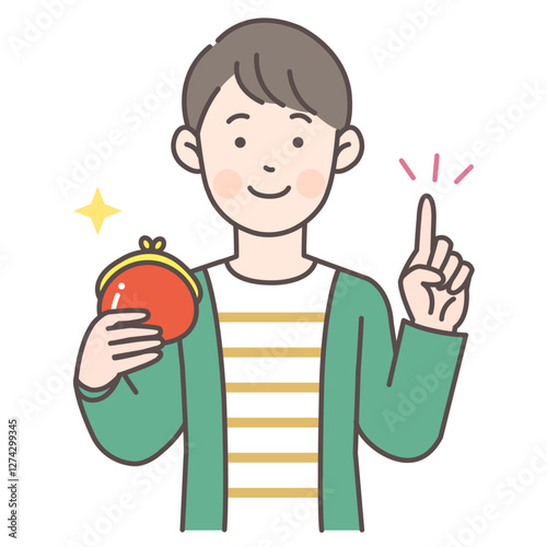 人物_線画03_財布を持った男性_ol
