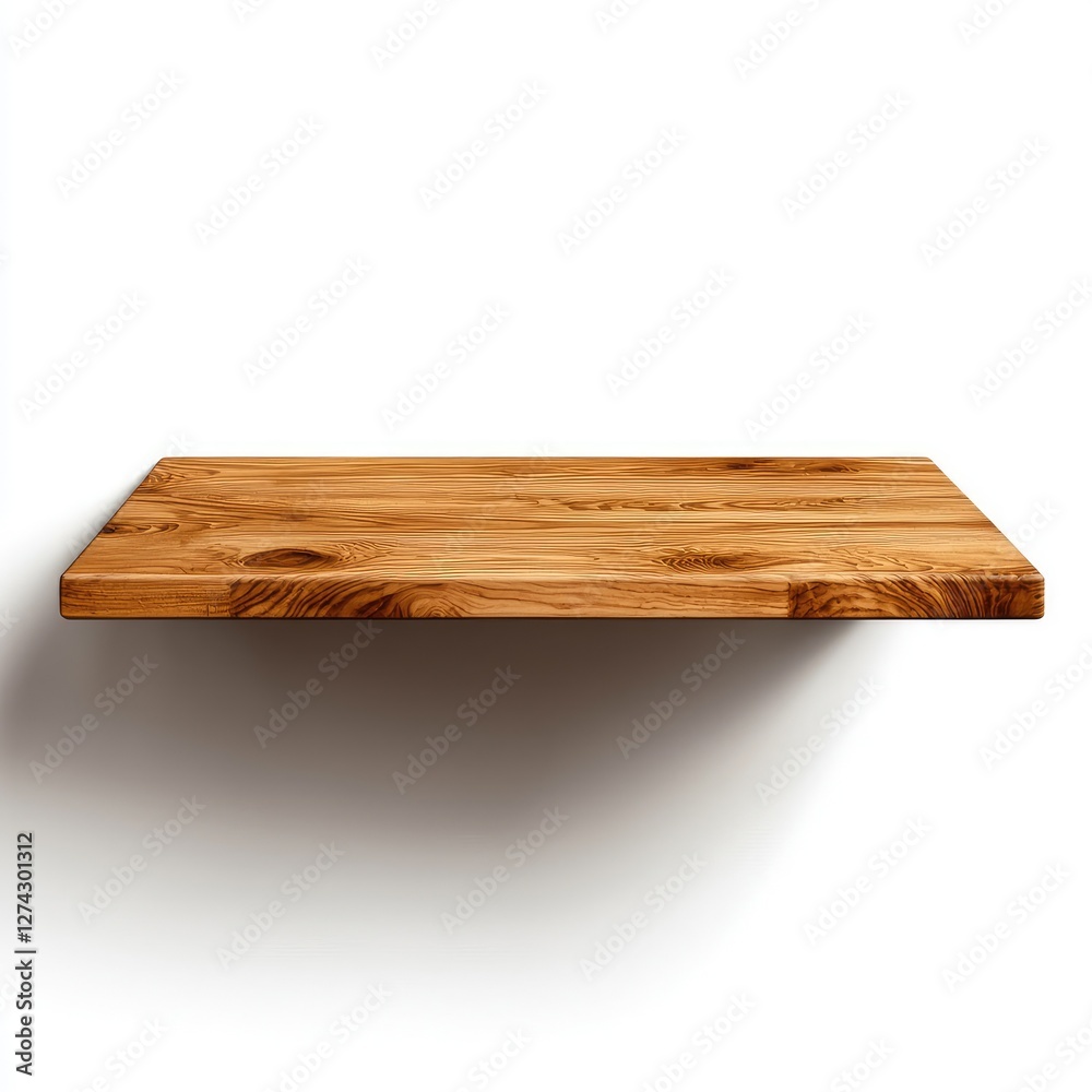 Wooden Shelf Isolated on White Background with Natural Texture Wooden Shelf Isolated on White Background with Natural Texture