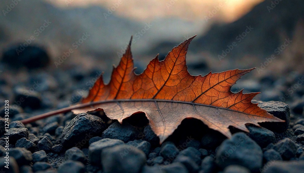 Single Leaf on Rocky Surface with Soft Blur Single Leaf on Rocky Surface with Soft Blur
