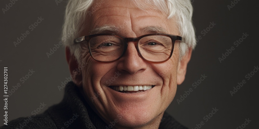 A man in his late 60s with grey hair and glasses, smiling broadly with a relaxed expression. A man in his late 60s with grey hair and glasses, smiling broadly with a relaxed expression.