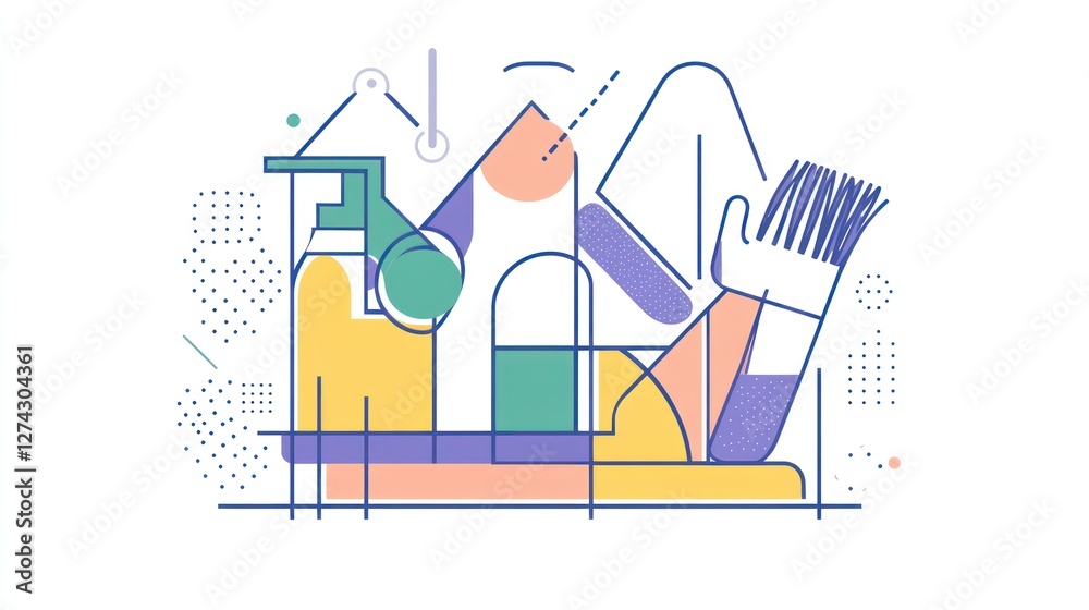 Obraz premium Abstract shapes and lines, colorful composition, modern art