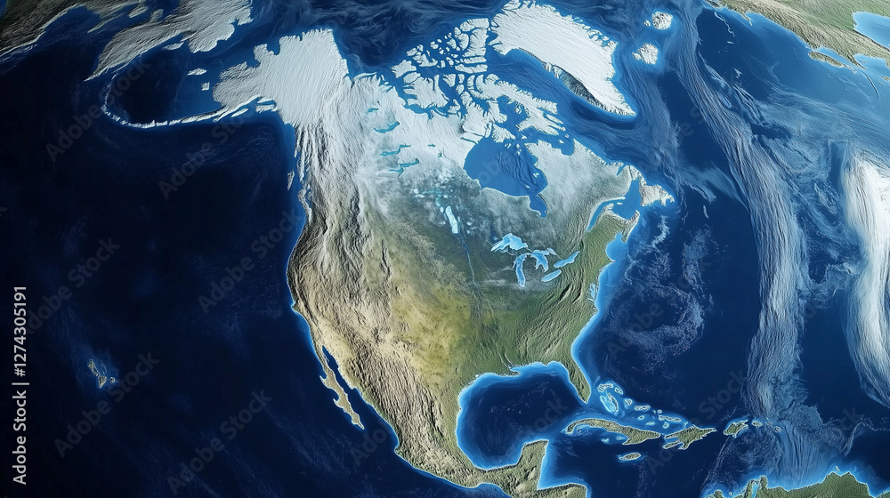 Obraz premium A time-lapse map showing the movement of the Magnetic North Pole over the years.