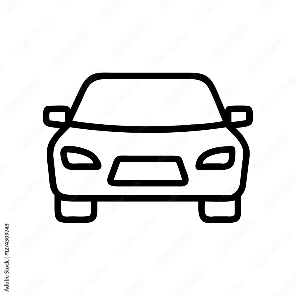 outline of a car front view in minimalist style outline of a car front view in minimalist style