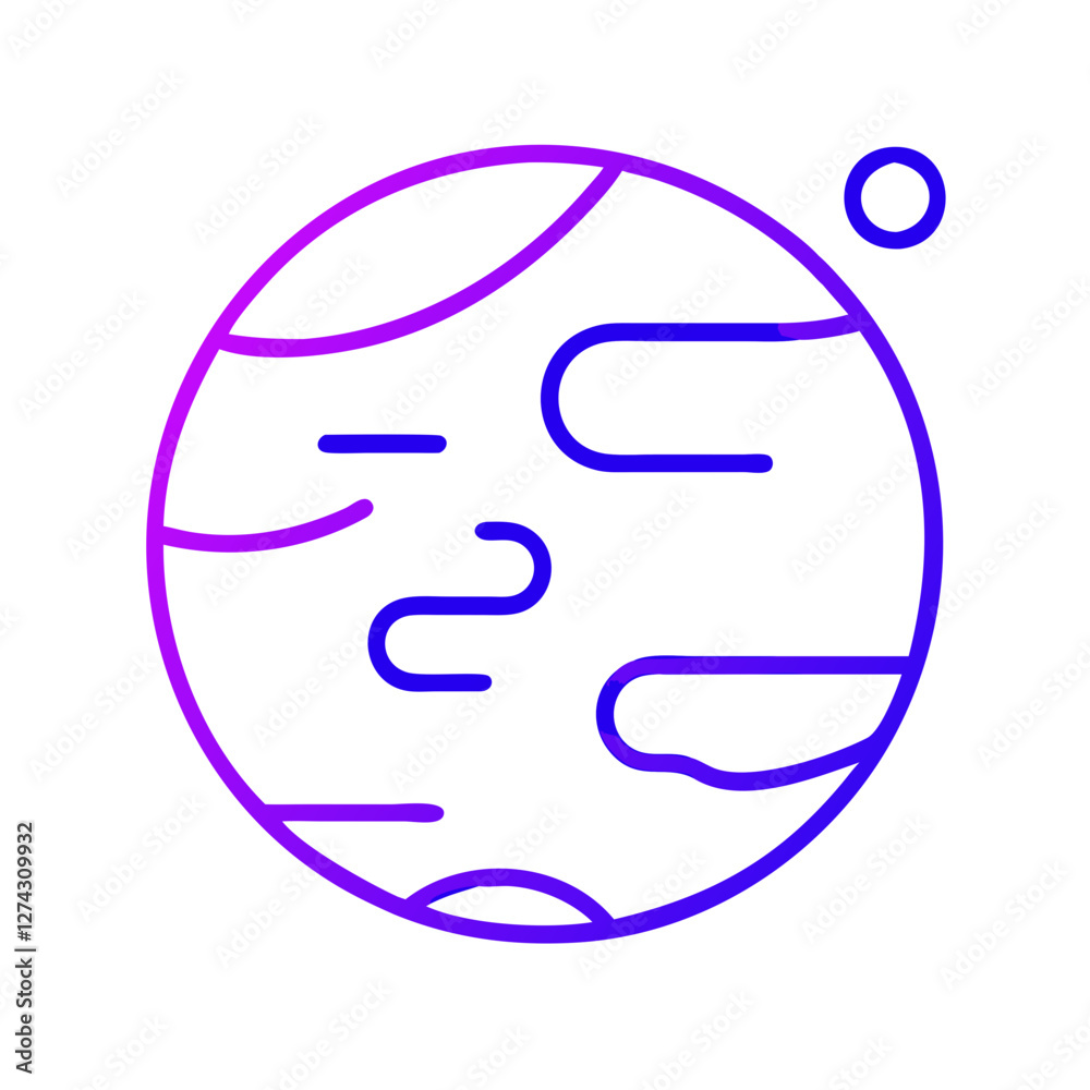 Planet illustration in gradient colors representing space  