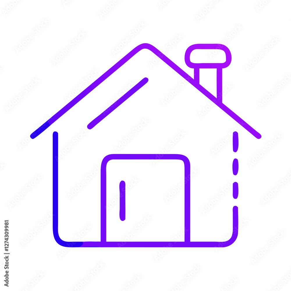 Minimalist house outline in purple and blue gradient Minimalist house outline in purple and blue gradient