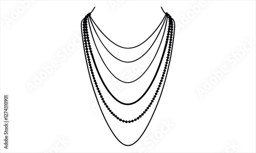 Simple Layered Necklace: Line Art Design