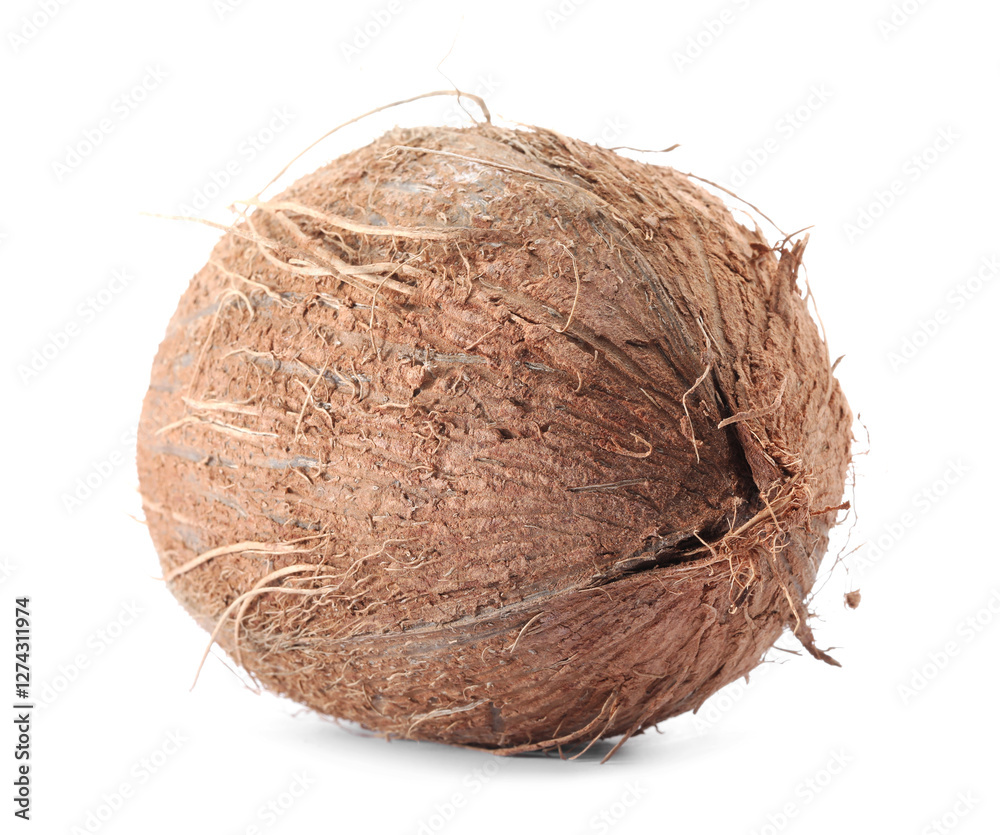 One whole coconut in shell isolated on white One whole coconut in shell isolated on white