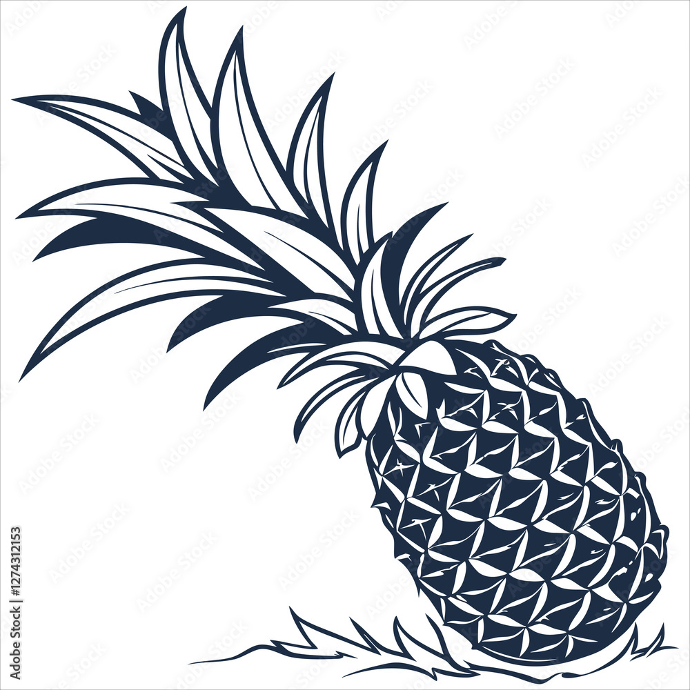 Obraz premium silhouette pineapple image on white background