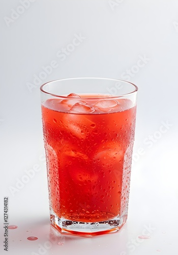 Wallpaper Mural 
Glass of red fruit juice with ice cubes on white background. Refreshing berry or cherry drink in clear tumbler glass. Perfect for summer beverage and healthy lifestyle photography. Torontodigital.ca