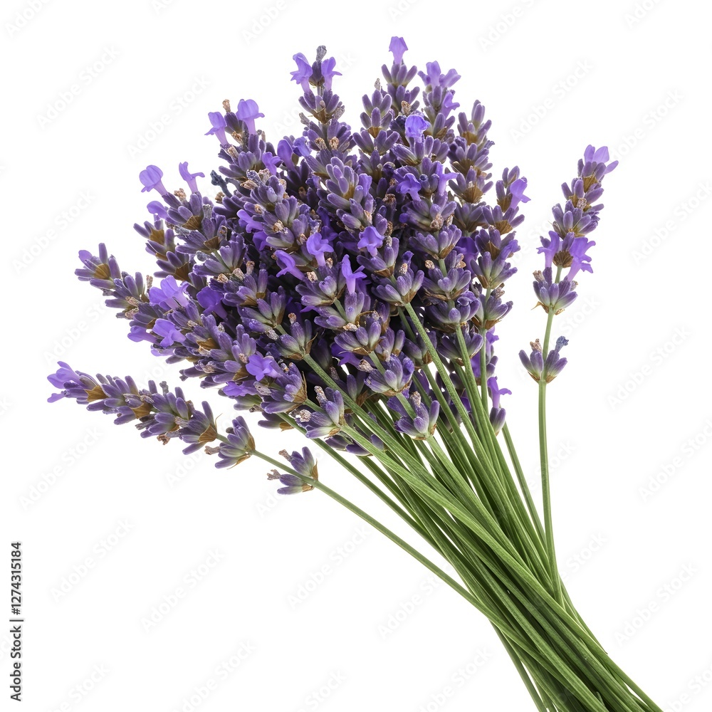 Obraz premium Close Buquê de Lavanda deitada, isolada no fundo branco