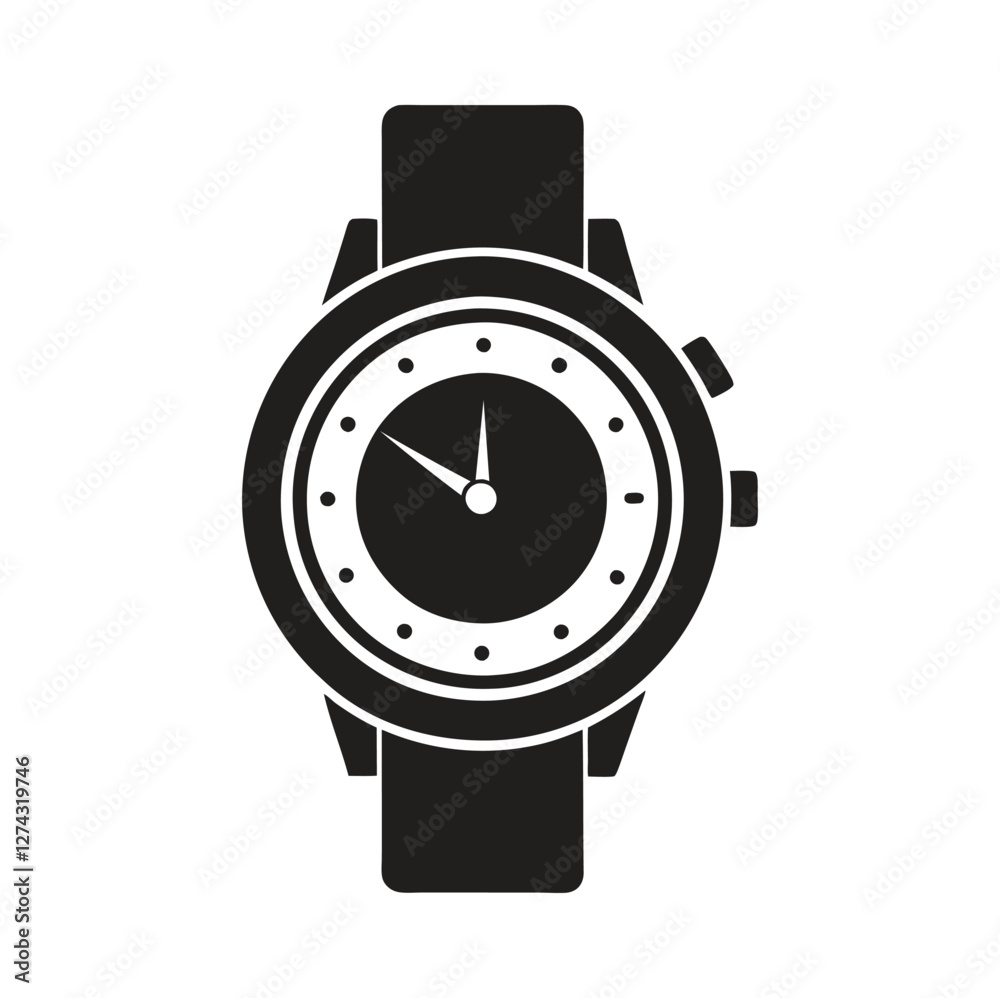Hand watch silhouette vector, classic hand wristwatch icon in flat style design. Vector illustration Hand watch silhouette vector, classic hand wristwatch icon in flat style design. Vector illustration