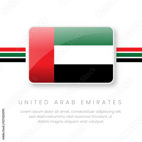 National United Arab Emirates Flag.Vector United Arab Emirates Button Flag. Realistic National Flag Design and Vector Template.