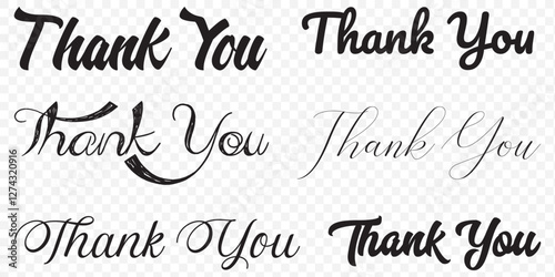 Thank You Hand Lettering. Typography Design Inspiration. Black colored. On a white background. Vector. EPS 10.
