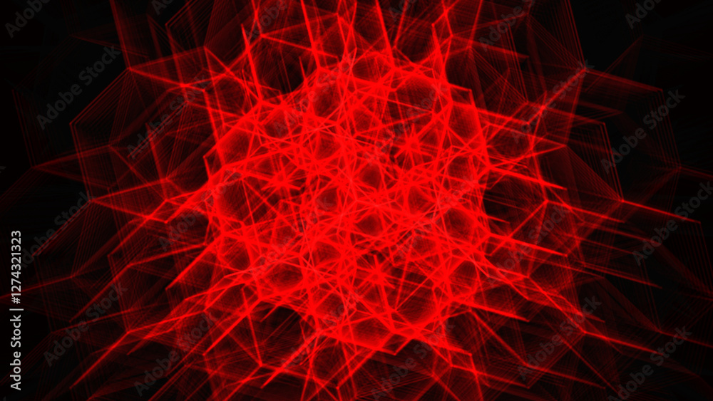 Obraz premium Red hexagonal background formed from lines. Generative AI.
