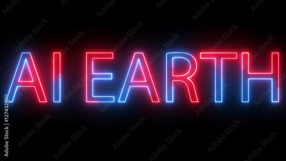 AI earth text technology icon animation neon glowing red blue color font letter text word banner signboard clipboard poster sign symbol on black background AI earth text technology icon animation neon glowing red blue color font letter text word banner signboard clipboard poster sign symbol on black background