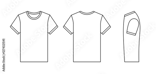 t-shirt front, back and side view icons editable stroke. vector thin line icons for design, branding, marketing, web, app, ui etc.