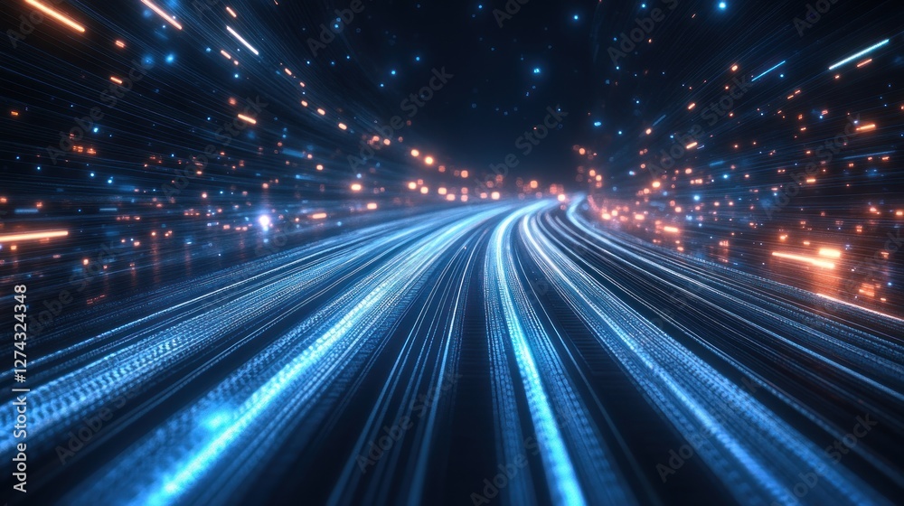 Obraz premium Digital Highway Data Stream Lines of Light