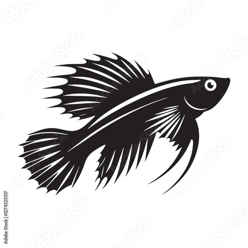Serene Goby fish silhouette, a poetic vision of ocean life - Goby fish illustration - Minimalist Goby vector - Fish silhouette
