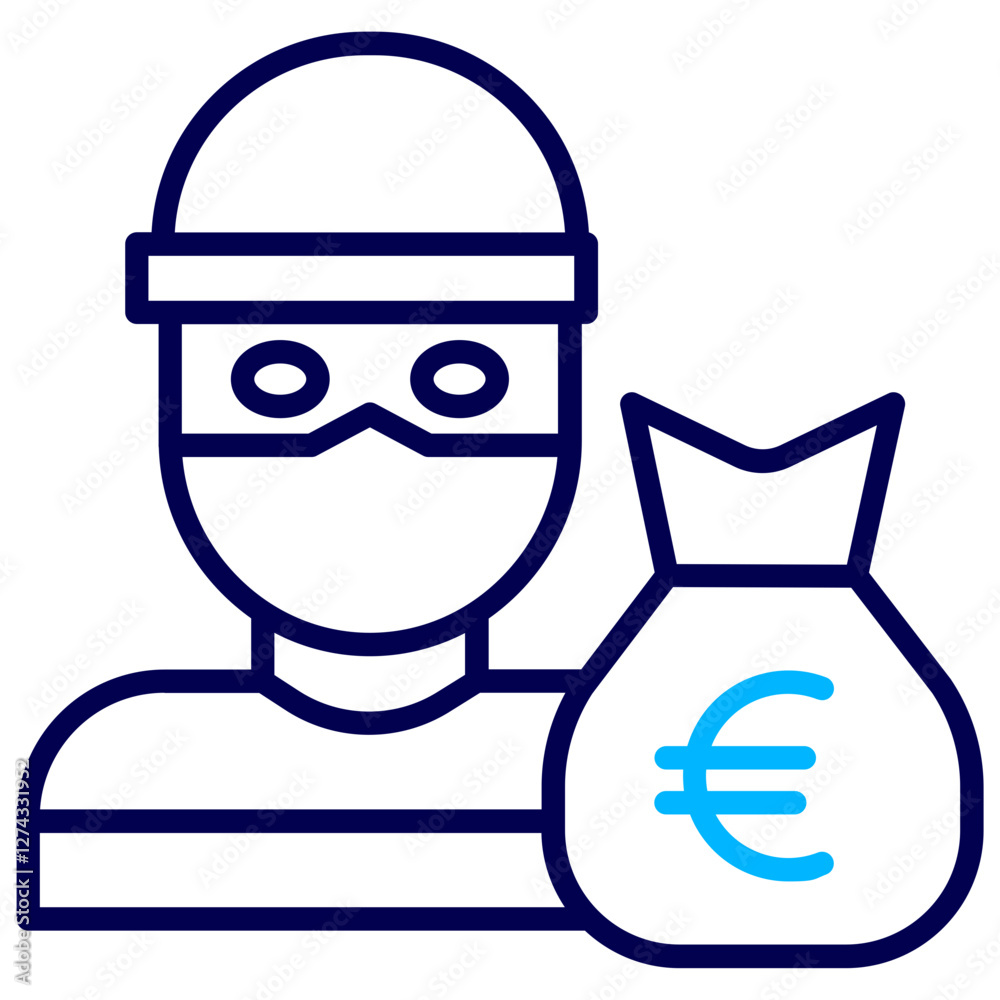 Euro Robber Outline Color icon Euro Robber Outline Color icon