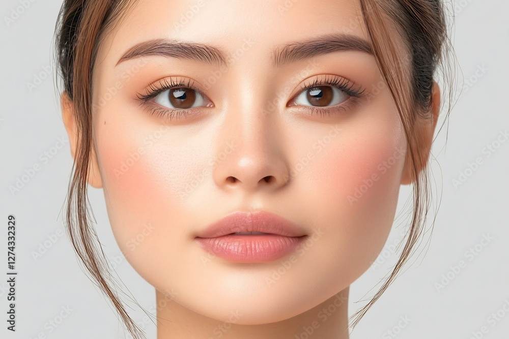 Fototapeta premium asian woman portrait with natural glowing skin, beauty close-up