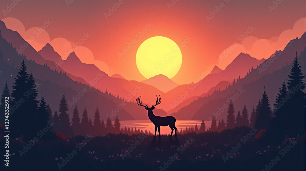 Fototapeta premium silhouette of a deer