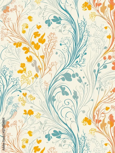 Cute pink and white pattern in pastel colors with small flowers on it, arranged on a white background, creating a charming vintage feel.