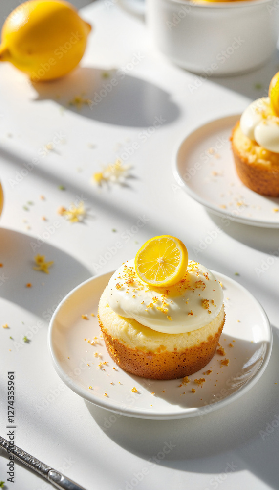 Elegant lemon soufflé with zesty garnish in bright kitchen, culinary delight Elegant lemon soufflé with zesty garnish in bright kitchen, culinary delight