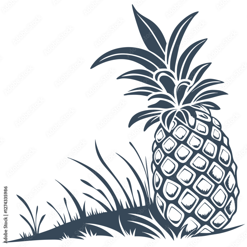 Obraz premium silhouette pineapple image on white background