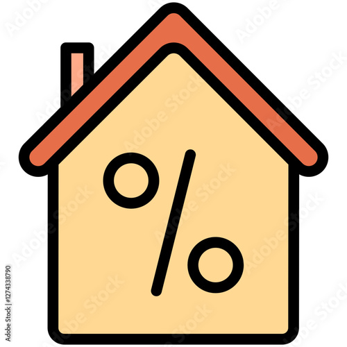 Colorful Flat Outlined House Discount Icon