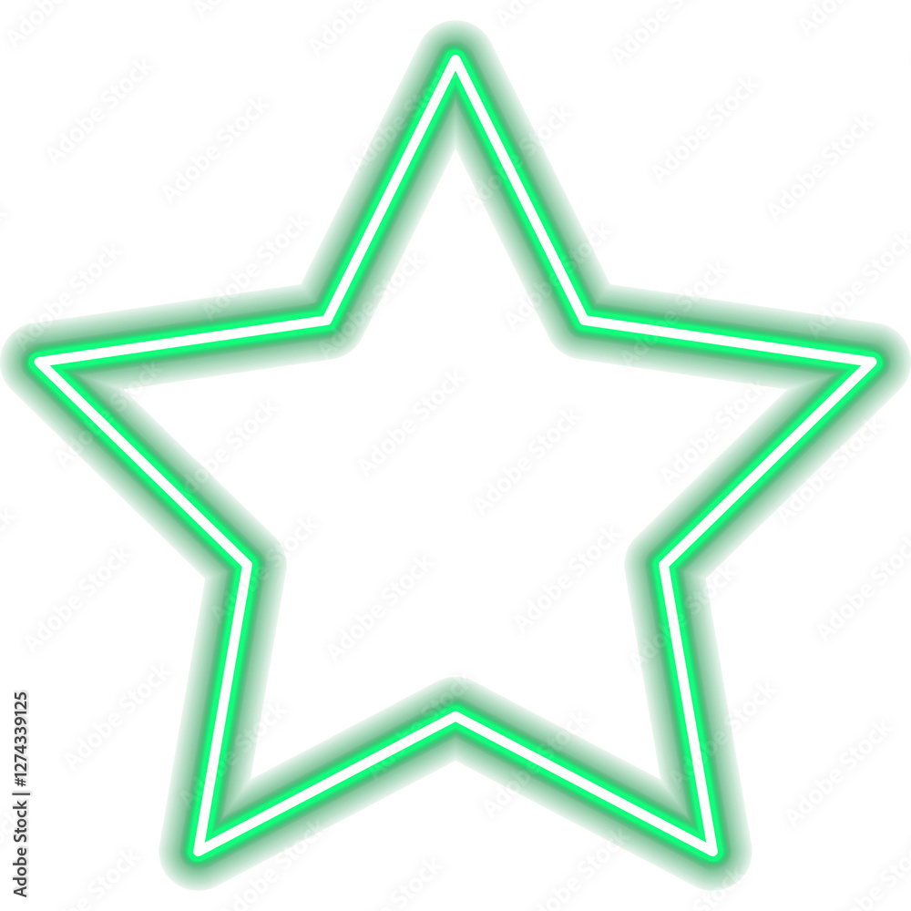 Green Star Neon Icon. Illustration of Happy Birthday Celebration. Holiday B-day. Green Star Neon Icon. Illustration of Happy Birthday Celebration. Holiday B-day.