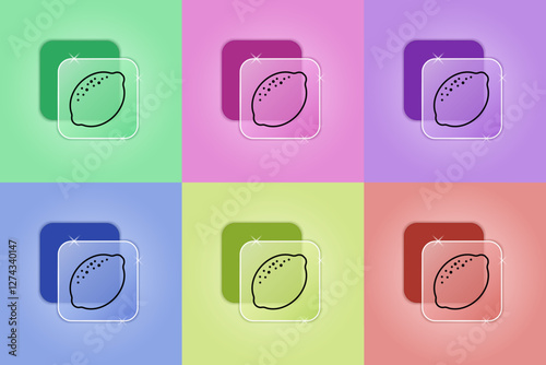 Set of lemon icons in different colors